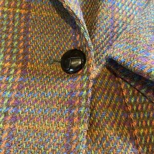 Vintage RARE Find Giorgio Sant’Angelo Tweed Plaid Pure Wool Blazer 12 *Flaw